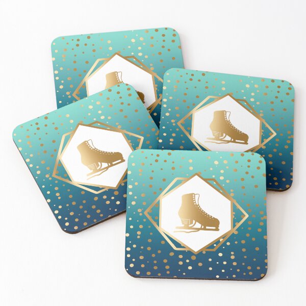 Item preview, Gold Figure Skate with Gold Dots on Mint to Teal  Gradient designed and sold by Purposely Designed.