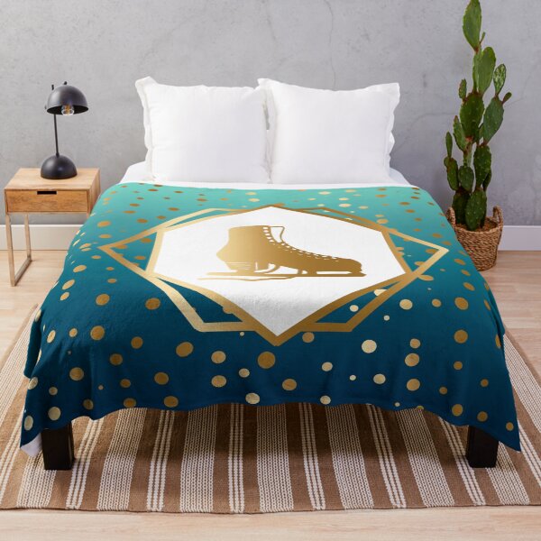 Item preview, Gold Figure Skate with Gold Dots on Mint to Teal  Gradient designed and sold by PD-Skating.