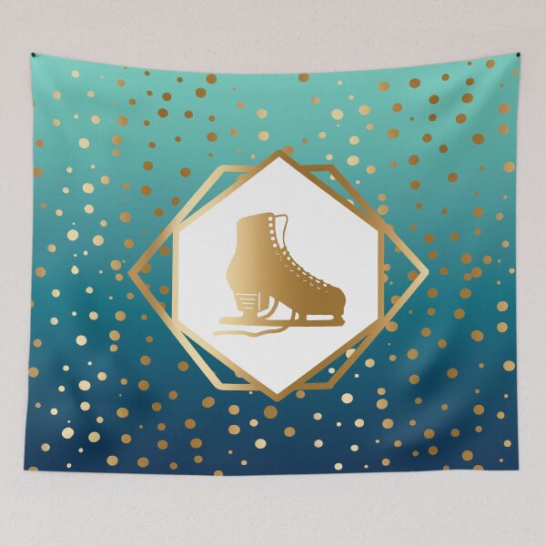 Item preview, Gold Figure Skate with Gold Dots on Mint to Teal  Gradient designed and sold by Purposely Designed.