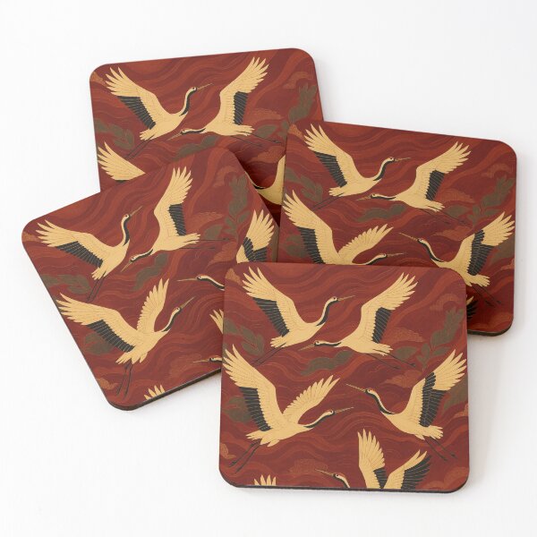 Item preview, Golden Cranes Pattern on Red designed and sold by farzan-design.