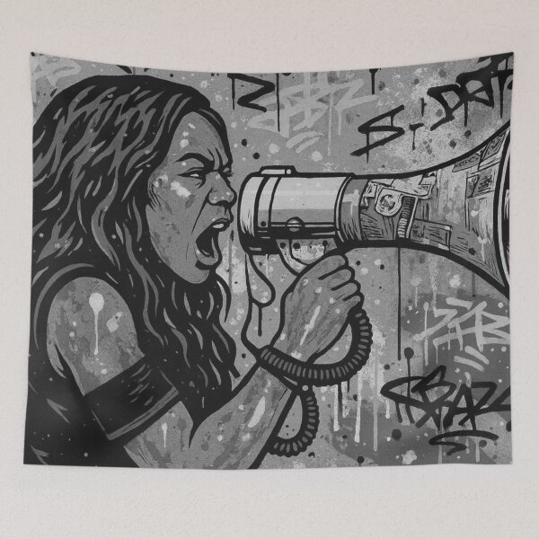 Item preview, Fierce Voice Activism - Black and White Empowered Grayscale Street Art designed and sold by AldenTees.
