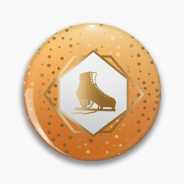 Item preview, Gold Figure Skate with Gold Dots on Yellow to Orange Gradient designed and sold by PD-Skating.
