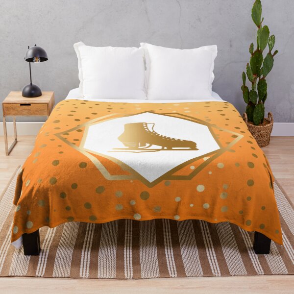 Item preview, Gold Figure Skate with Gold Dots on Yellow to Orange Gradient designed and sold by PD-Skating.