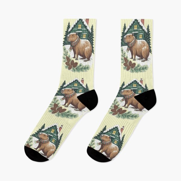 Item preview, Capybara Cottage Core Acorn Winter Snow Evergreen Tree designed and sold by JediKittenWars.