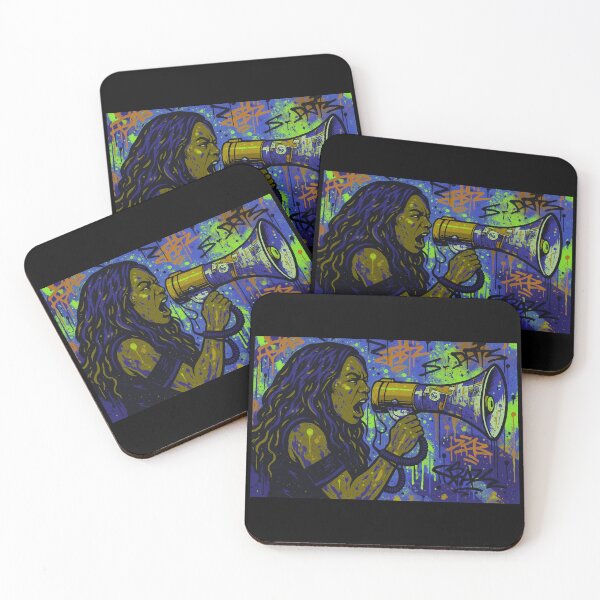 Item preview, Fierce Voice Activism - Neon Blue and Yellow Empowered Street Art designed and sold by AldenTees.