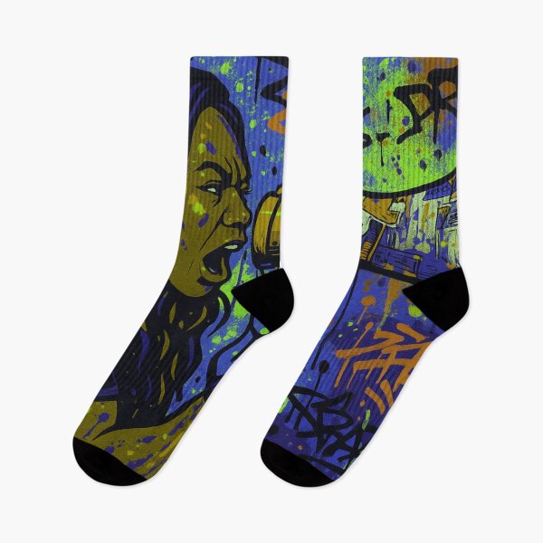 Item preview, Fierce Voice Activism - Neon Blue and Yellow Empowered Street Art designed and sold by AldenTees.