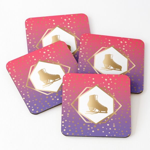 Item preview, Gold Figure Skate with Gold Dots on Magenta to Purple Gradient designed and sold by PD-Skating.