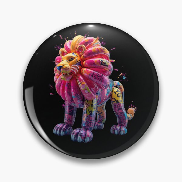 Item preview, Neon Graffiti Balloon Lion – Vibrant Street Art Pop Art Creature designed and sold by PLUSHIWORLDtm.