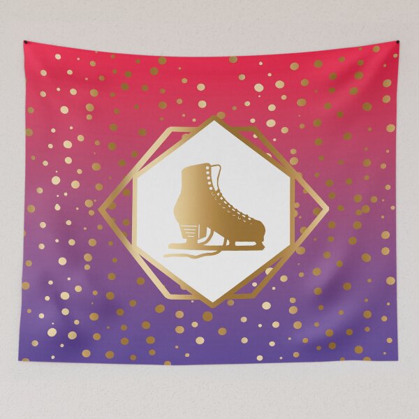 Item preview, Gold Figure Skate with Gold Dots on Magenta to Purple Gradient designed and sold by PD-Skating.