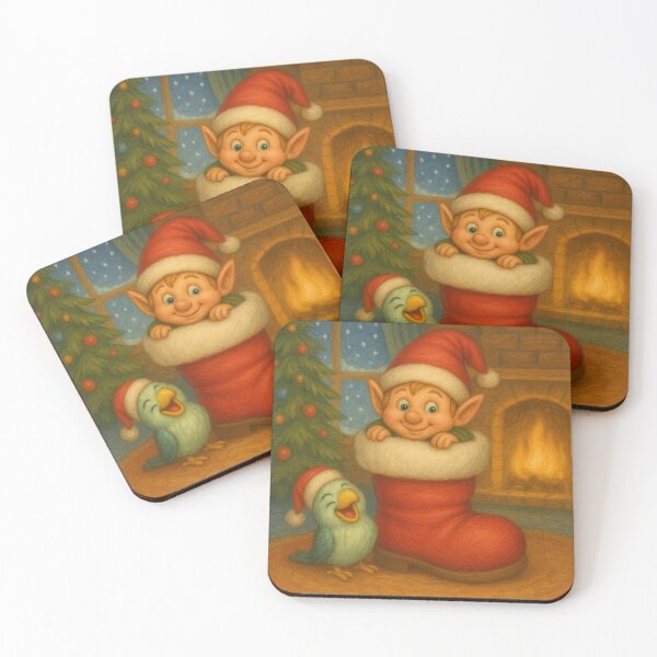 Item preview, Birdie And His Little Elf – Christmas Coziness designed and sold by LegademaArt.