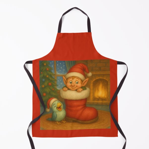 Item preview, Birdie And His Little Elf – Christmas Coziness designed and sold by LegademaArt.