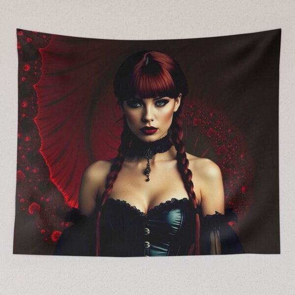 Item preview, gothic flame maiden – dark red energy – mystic beauty art designed and sold by Traumrausch.