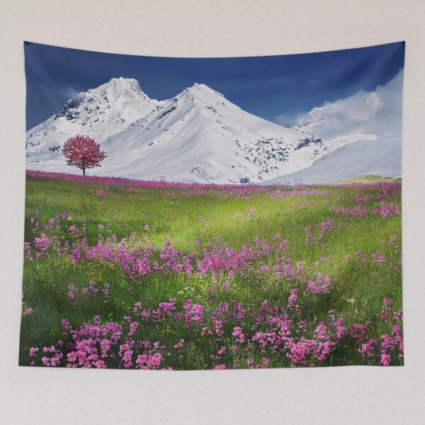 Item preview, Pink Flowers Near Mountain Covered by Snow designed and sold by Ataqhin.