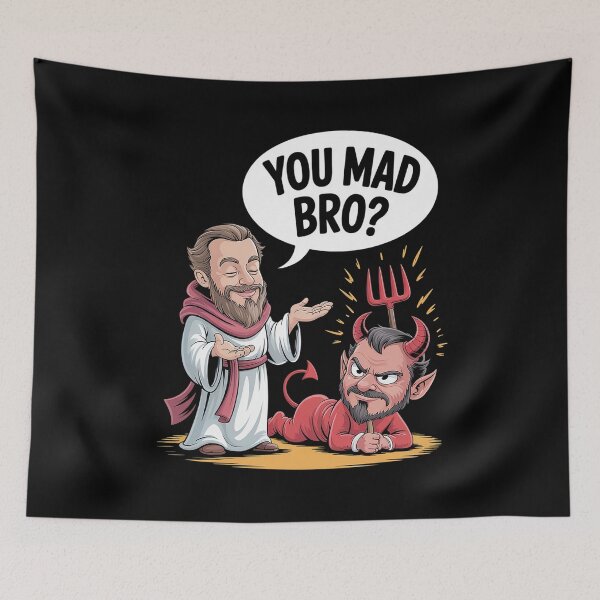 Item preview, You Mad Bro - Jesus - Devil - Funny Christian designed and sold by HollyBellArtSte.