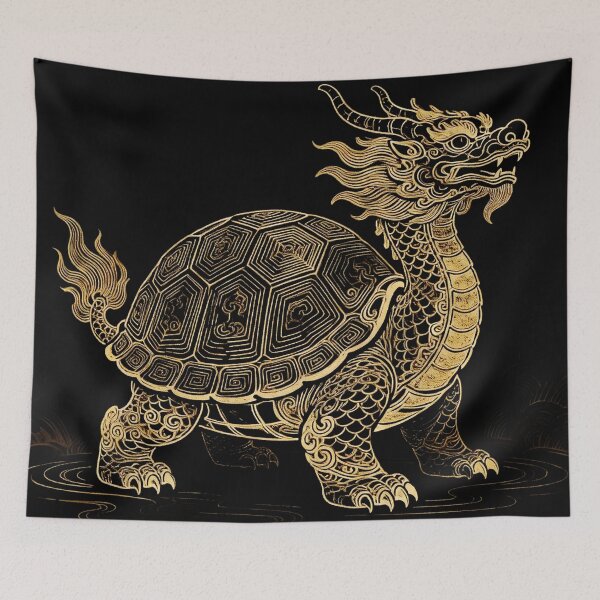 Item preview, Divine Golden Dragon Turtle Longgui Black Art designed and sold by zzz888.