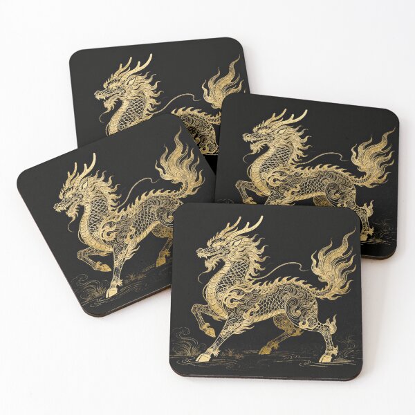 Item preview, Majestic Golden Qilin Prancing Mythical Beast designed and sold by zzz888.