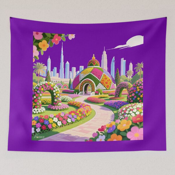 Item preview, Dubai Miracle Garden 3D Sketch – Colorful Floral Paradise Illustration , designed and sold by PaintMeWorld.