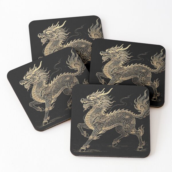Item preview, Majestic Golden Qilin Prancing Black Art designed and sold by zzz888.