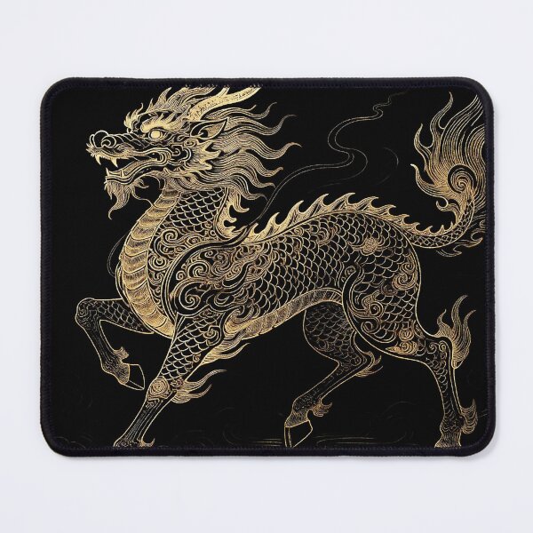 Item preview, Majestic Golden Qilin Prancing Black Art designed and sold by zzz888.