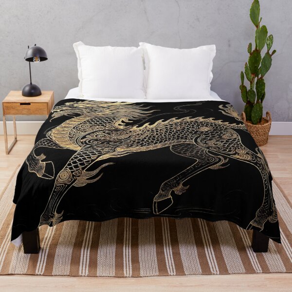 Item preview, Majestic Golden Qilin Prancing Black Art designed and sold by zzz888.