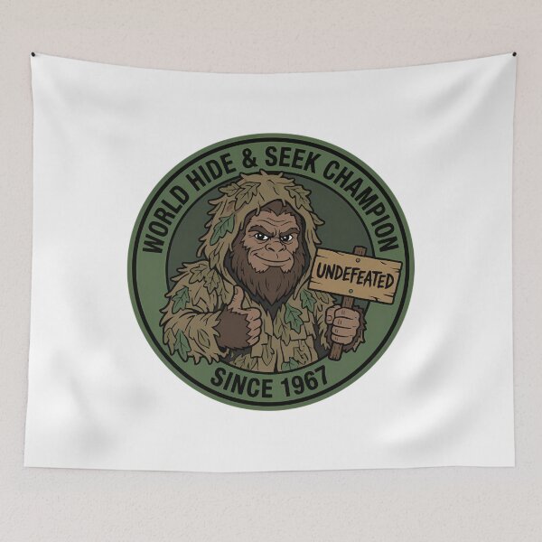 Item preview, Funny Bigfoot Hide & Seek Champion Cryptid Humor designed and sold by Mason-Pride.