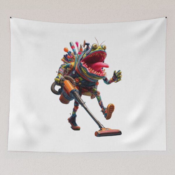 Item preview, Cartoon Monster with Vacuum Cleaner designed and sold by AlexLineArt.
