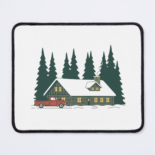 Item preview, Cozy Winter Log Cabin in Snow with Vintage Red Truck designed and sold by kinany00.
