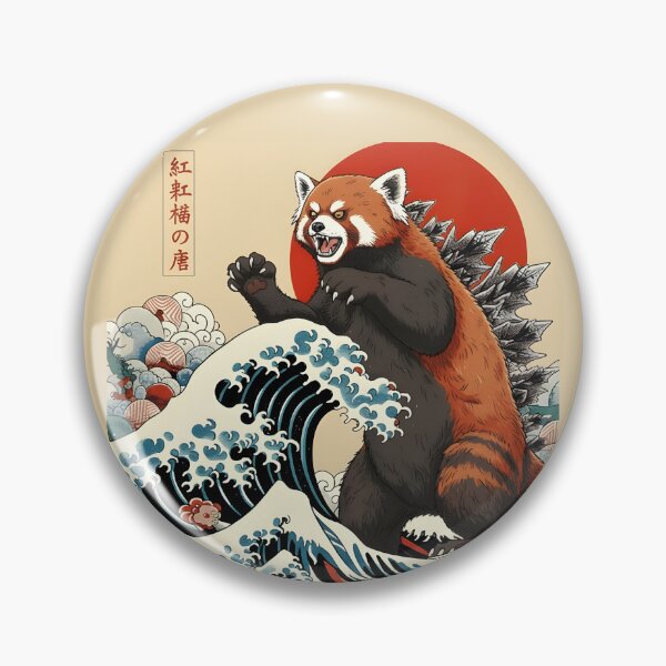 Item preview, Kaiju Red Panda Ukiyo-e Great Wave Mashup designed and sold by AbcDigs Studio.