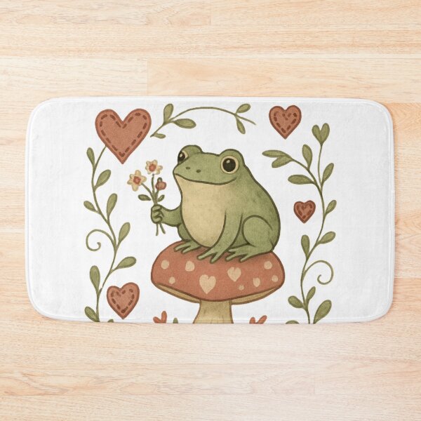 Item preview, Cottage Core Frog Hearts Flowers mushroom designed and sold by JediKittenWars.