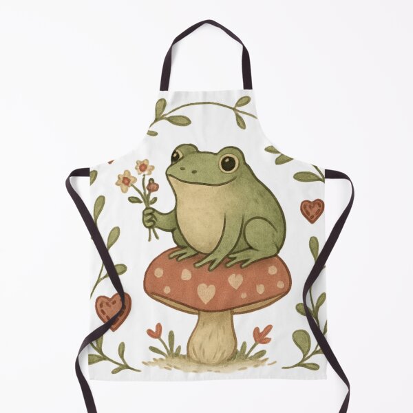 Item preview, Cottage Core Frog Hearts Flowers mushroom designed and sold by JediKittenWars.