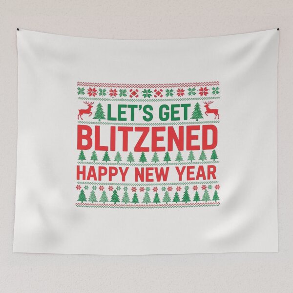 Item preview, Let’s Get Blitzened Ugly Sweater Style Tee for New Year’s Eve, Festive Holiday Gift designed and sold by wellie-chic.