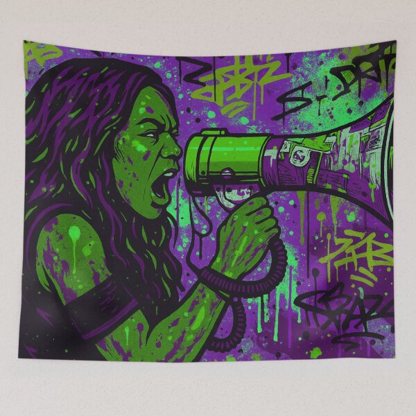 Item preview, Fierce Voice Activism - Neon Green and Purple Empowered Street Art designed and sold by AldenTees.