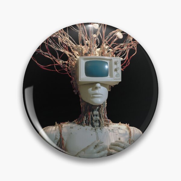 Artikelvorschau, Retro Cyberpunk Android TV-Kopf entworfen und verkauft von AbcDigs Studio.