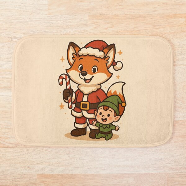 Artikelvorschau, Santa Fox & Baby Elves Holiday Cheer entworfen und verkauft von Aeboz Studio.