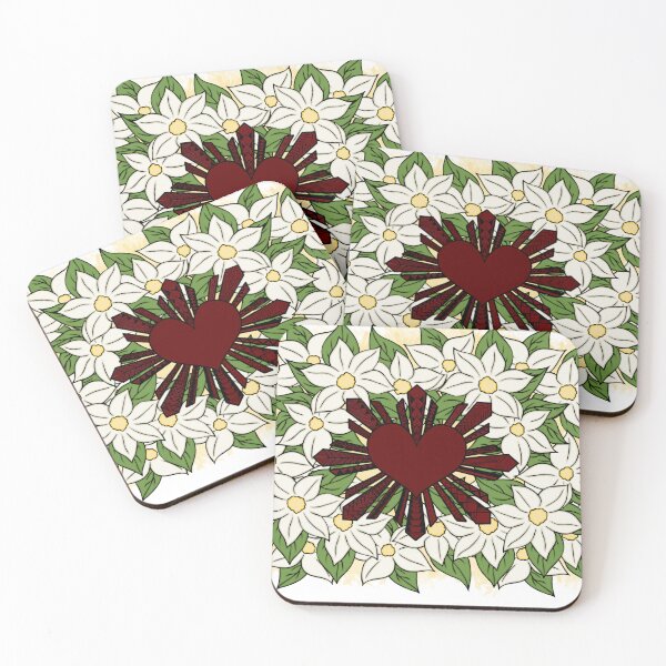Item preview, Red Tribal Filipino Heart Sun with Sampaguita Flowers designed and sold by Steeb757.