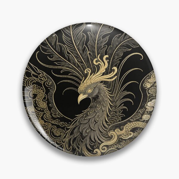 Item preview, Divine Golden Phoenix Rising from Clouds Black Art designed and sold by zzz888.
