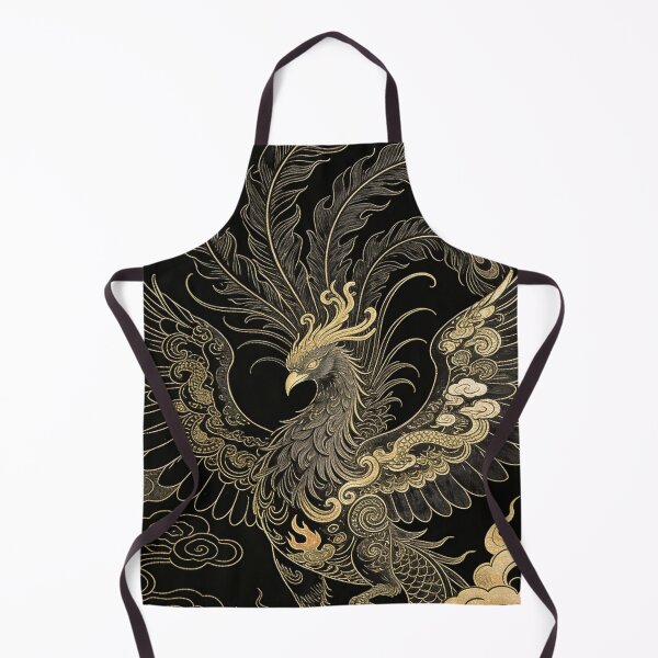 Item preview, Divine Golden Phoenix Rising from Clouds Black Art designed and sold by zzz888.