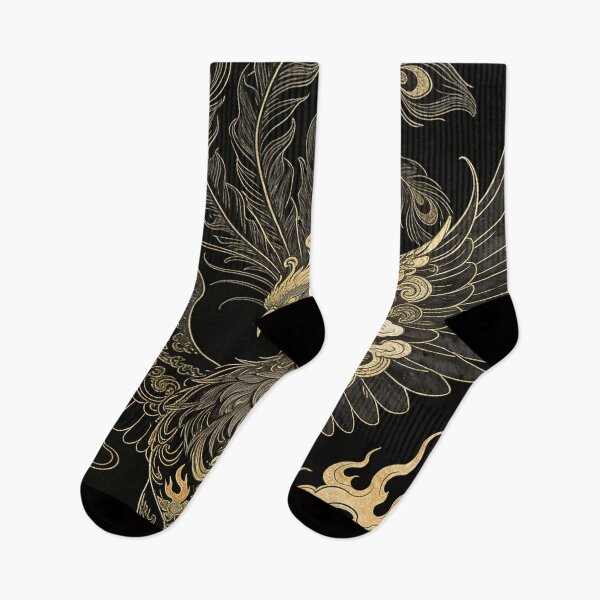 Item preview, Divine Golden Phoenix Rising from Clouds Black Art designed and sold by zzz888.