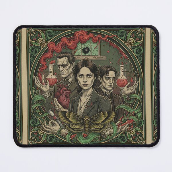 Aperçu de l'œuvre La Créature, Viktor Frankenstein et Lady Elisabeth créée et vendue par VØDUM® STORE.