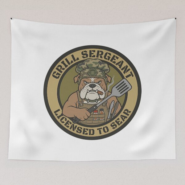 Item preview, Funny Tactical Grill Sergeant Bulldog - Licensed To Sear BBQ Dad designed and sold by Mason-Pride.