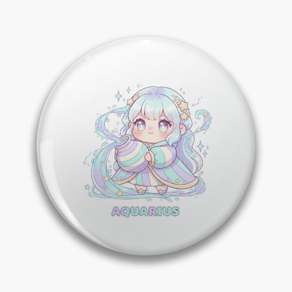 Item preview, Kawaii Aquarius Water Bearer – Cute Zodiac Sign Illustration designed and sold by LaurannaDesign.