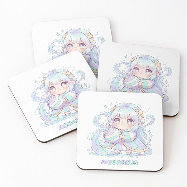 Item preview, Kawaii Aquarius Water Bearer – Cute Zodiac Sign Illustration designed and sold by LaurannaDesign.
