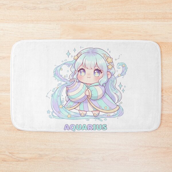 Artikelvorschau, Kawaii Wassermann – Niedliche Sternzeichen-Illustration entworfen und verkauft von LaurannaDesign.