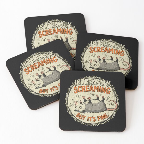 Item preview, Funny Opossum Internally Screaming But Its Fine - Vintage Comic Anxiety Meme designed and sold by Mason-Pride.