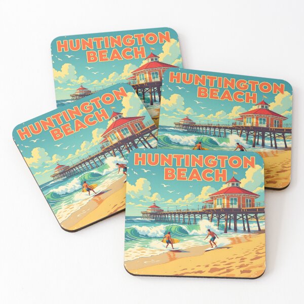 Item preview, Huntington Beach, California, USA: Vintage-Style Painterly Travel Poster designed and sold by LSVart.