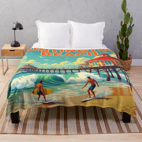 Item preview, Huntington Beach, California, USA: Vintage-Style Painterly Travel Poster designed and sold by LSVart.
