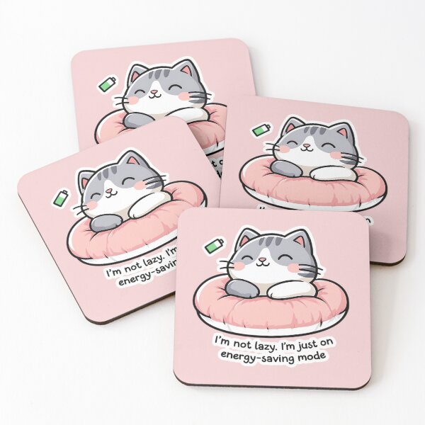 Item preview, “Not Lazy, Just a Low-Power Kitty” designed and sold by SamartkitDesign.