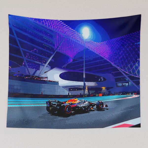 Item preview, Max Verstappen racing during the 2025 Abu Dhabi Grand Prix watercolor designed and sold by Rodissimus1984.