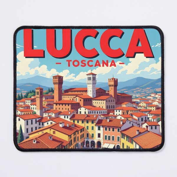 Item preview, Lucca, Tuscany, Italy: Vintage-Style Painterly Travel Poster designed and sold by LSVart.