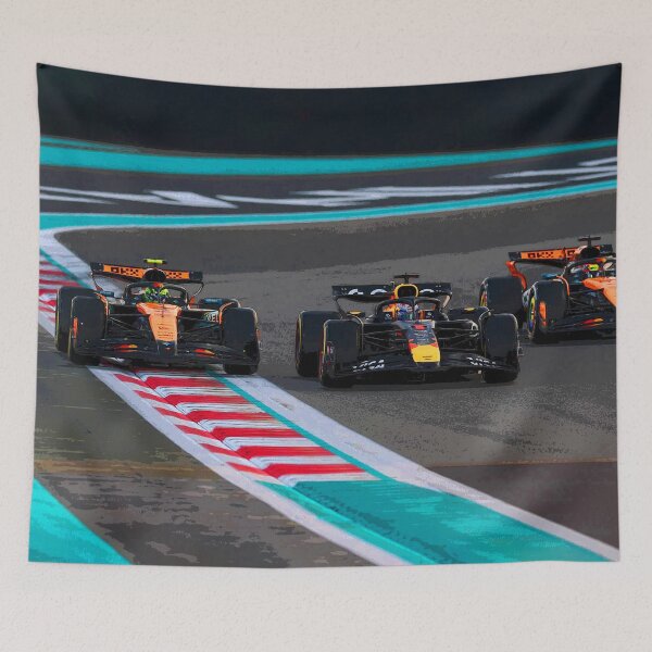 Item preview, Lando Norris, Max Verstappen and Oscar Piastri fighting for the 2025 World Championship abstract designed and sold by Rodissimus1984.